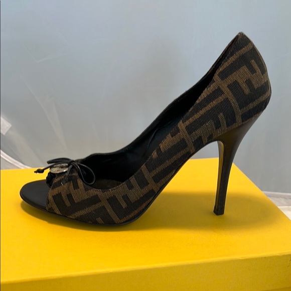 Fendi Shoes - Fendi Tobacco Zucca Canvas Heels